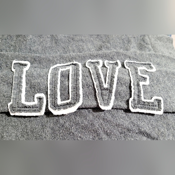 Reflex Womens Gray Sweatshirt Off Shoulder Love Embroidered On Sleeve Size Small - Picture 4 of 11